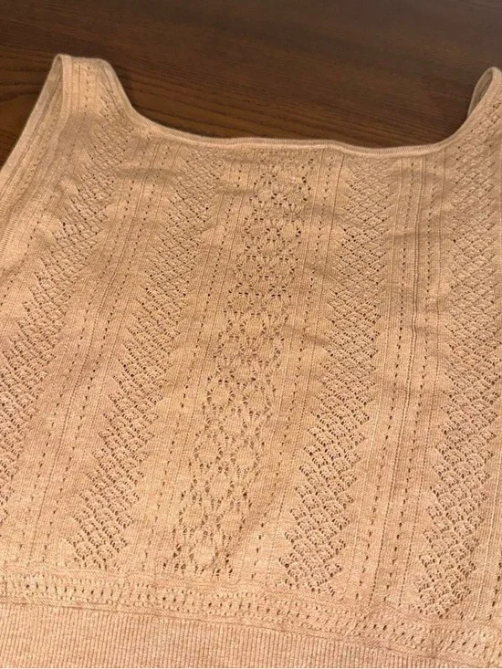 INTERMIX Camel Eyelet Knit Crop Tank - Picture 8 of 8